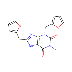 Cn1c(=O)c2[nH]c(Cc3ccco3)nc2n(Cc2ccco2)c1=O ZINC000045348262