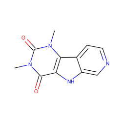 Cn1c(=O)c2[nH]c3cnccc3c2n(C)c1=O ZINC000043066375