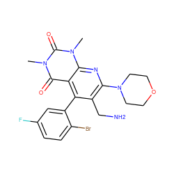 Cn1c(=O)c2c(-c3cc(F)ccc3Br)c(CN)c(N3CCOCC3)nc2n(C)c1=O ZINC000035922099