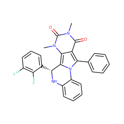 Cn1c(=O)c2c(-c3ccccc3)n3c(c2n(C)c1=O)[C@@H](c1cccc(F)c1F)Nc1ccccc1-3 ZINC000021524885