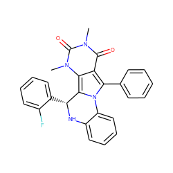 Cn1c(=O)c2c(-c3ccccc3)n3c(c2n(C)c1=O)[C@@H](c1ccccc1F)Nc1ccccc1-3 ZINC000020898541