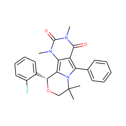 Cn1c(=O)c2c(-c3ccccc3)n3c(c2n(C)c1=O)[C@@H](c1ccccc1F)OCC3(C)C ZINC000021176228