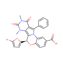 Cn1c(=O)c2c(-c3ccccc3)n3c(c2n(C)c1=O)[C@H](c1ccc(Br)o1)Oc1ccc(C(=O)O)cc1-3 ZINC000072121330