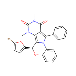 Cn1c(=O)c2c(-c3ccccc3)n3c(c2n(C)c1=O)[C@H](c1ccc(Br)o1)Oc1ccccc1-3 ZINC000072120639