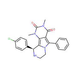 Cn1c(=O)c2c(-c3ccccc3)n3c(c2n(C)c1=O)[C@H](c1ccc(Cl)cc1)NCC3 ZINC000209531474