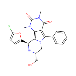 Cn1c(=O)c2c(-c3ccccc3)n3c(c2n(C)c1=O)[C@H](c1ccc(Cl)o1)N[C@@H](CO)C3 ZINC000209511830