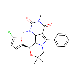 Cn1c(=O)c2c(-c3ccccc3)n3c(c2n(C)c1=O)[C@H](c1ccc(Cl)o1)OC(C)(C)C3 ZINC000209514405