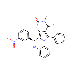 Cn1c(=O)c2c(-c3ccccc3)n3c(c2n(C)c1=O)[C@H](c1cccc([N+](=O)[O-])c1)Nc1ccccc1-3 ZINC000008587503