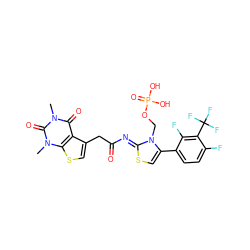 Cn1c(=O)c2c(CC(=O)/N=c3\scc(-c4ccc(F)c(C(F)(F)F)c4F)n3COP(=O)(O)O)csc2n(C)c1=O ZINC000168890201