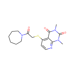 Cn1c(=O)c2c(SCC(=O)N3CCCCCC3)ccnc2n(C)c1=O ZINC000004942159