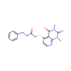 Cn1c(=O)c2c(SCC(=O)NCc3ccccc3)ccnc2n(C)c1=O ZINC000004942193