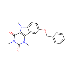 Cn1c(=O)c2c(c3cc(OCc4ccccc4)ccc3n2C)n(C)c1=O ZINC000095595067