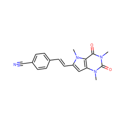 Cn1c(=O)c2c(cc(/C=C/c3ccc(C#N)cc3)n2C)n(C)c1=O ZINC000095597526