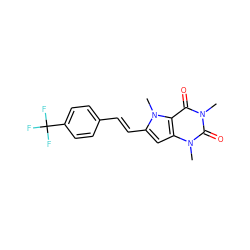 Cn1c(=O)c2c(cc(/C=C/c3ccc(C(F)(F)F)cc3)n2C)n(C)c1=O ZINC000095596476