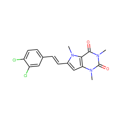 Cn1c(=O)c2c(cc(/C=C/c3ccc(Cl)c(Cl)c3)n2C)n(C)c1=O ZINC000095593461