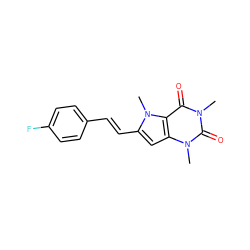 Cn1c(=O)c2c(cc(/C=C/c3ccc(F)cc3)n2C)n(C)c1=O ZINC000095597315