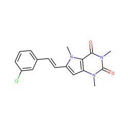 Cn1c(=O)c2c(cc(/C=C/c3cccc(Cl)c3)n2C)n(C)c1=O ZINC000095593932