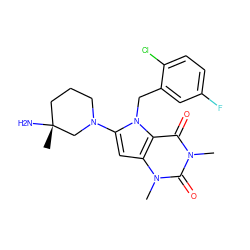 Cn1c(=O)c2c(cc(N3CCC[C@@](C)(N)C3)n2Cc2cc(F)ccc2Cl)n(C)c1=O ZINC000064560602