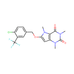 Cn1c(=O)c2c(cc(OCc3ccc(Cl)c(C(F)(F)F)c3)n2C)n(C)c1=O ZINC000095593760