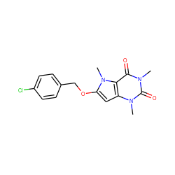 Cn1c(=O)c2c(cc(OCc3ccc(Cl)cc3)n2C)n(C)c1=O ZINC000095595590