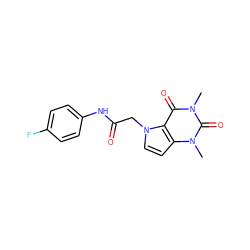 Cn1c(=O)c2c(ccn2CC(=O)Nc2ccc(F)cc2)n(C)c1=O ZINC000073199914