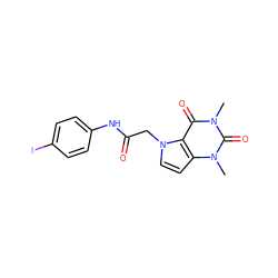 Cn1c(=O)c2c(ccn2CC(=O)Nc2ccc(I)cc2)n(C)c1=O ZINC000082155449