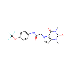 Cn1c(=O)c2c(ccn2CC(=O)Nc2ccc(OC(F)(F)F)cc2)n(C)c1=O ZINC000073197409