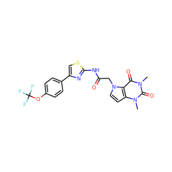 Cn1c(=O)c2c(ccn2CC(=O)Nc2nc(-c3ccc(OC(F)(F)F)cc3)cs2)n(C)c1=O ZINC000222953266