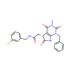 Cn1c(=O)c2c(n(Cc3ccccc3)c1=O)NC(=O)[C@@H]2CC(=O)NCc1cccc(Cl)c1 ZINC000002633116