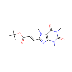 Cn1c(=O)c2c(nc(/C=C/C(=O)OC(C)(C)C)n2C)n(C)c1=O ZINC000013832743