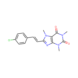 Cn1c(=O)c2c(nc(/C=C/c3ccc(Cl)cc3)n2C)n(C)c1=O ZINC000095593043