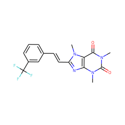 Cn1c(=O)c2c(nc(/C=C/c3cccc(C(F)(F)F)c3)n2C)n(C)c1=O ZINC000013826941