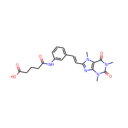 Cn1c(=O)c2c(nc(/C=C/c3cccc(NC(=O)CCCC(=O)O)c3)n2C)n(C)c1=O ZINC000012405697