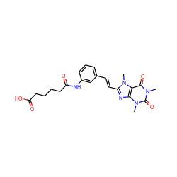 Cn1c(=O)c2c(nc(/C=C/c3cccc(NC(=O)CCCCC(=O)O)c3)n2C)n(C)c1=O ZINC000012405698