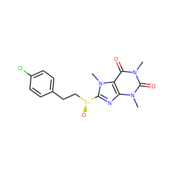 Cn1c(=O)c2c(nc([S@@+]([O-])CCc3ccc(Cl)cc3)n2C)n(C)c1=O ZINC000095563224