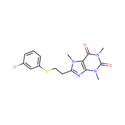 Cn1c(=O)c2c(nc(CCSc3cccc(Cl)c3)n2C)n(C)c1=O ZINC000084741461