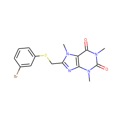 Cn1c(=O)c2c(nc(CSc3cccc(Br)c3)n2C)n(C)c1=O ZINC000084732154