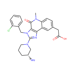 Cn1c(=O)c2c(nc(N3CCC[C@@H](N)C3)n2Cc2ccccc2Cl)c2cc(CC(=O)O)ccc21 ZINC000095563149