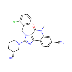 Cn1c(=O)c2c(nc(N3CCC[C@@H](N)C3)n2Cc2ccccc2Cl)c2ccc(C#N)cc21 ZINC000095564284