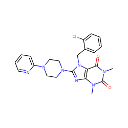 Cn1c(=O)c2c(nc(N3CCN(c4ccccn4)CC3)n2Cc2ccccc2Cl)n(C)c1=O ZINC000008666850