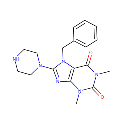 Cn1c(=O)c2c(nc(N3CCNCC3)n2Cc2ccccc2)n(C)c1=O ZINC000003839141