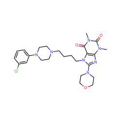 Cn1c(=O)c2c(nc(N3CCOCC3)n2CCCCN2CCN(c3cccc(Cl)c3)CC2)n(C)c1=O ZINC000299831038