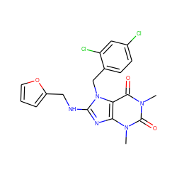 Cn1c(=O)c2c(nc(NCc3ccco3)n2Cc2ccc(Cl)cc2Cl)n(C)c1=O ZINC000049575573