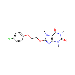 Cn1c(=O)c2c(nc(OCCOc3ccc(Cl)cc3)n2C)n(C)c1=O ZINC000072175599