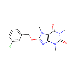 Cn1c(=O)c2c(nc(OCc3cccc(Cl)c3)n2C)n(C)c1=O ZINC000045368049