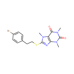 Cn1c(=O)c2c(nc(SCCc3ccc(Br)cc3)n2C)n(C)c1=O ZINC000095563869