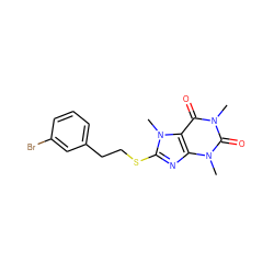 Cn1c(=O)c2c(nc(SCCc3cccc(Br)c3)n2C)n(C)c1=O ZINC000095559496