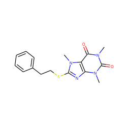 Cn1c(=O)c2c(nc(SCCc3ccccc3)n2C)n(C)c1=O ZINC000082153109