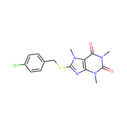 Cn1c(=O)c2c(nc(SCc3ccc(Cl)cc3)n2C)n(C)c1=O ZINC000001061932