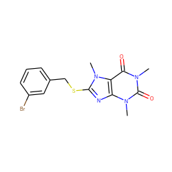 Cn1c(=O)c2c(nc(SCc3cccc(Br)c3)n2C)n(C)c1=O ZINC000000707576